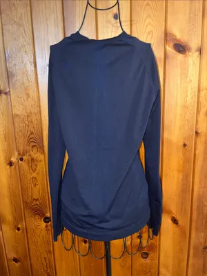 Figs Women's Long-Sleeve Crew in Navy small nurse scrubs workwear compression thumbnail 4