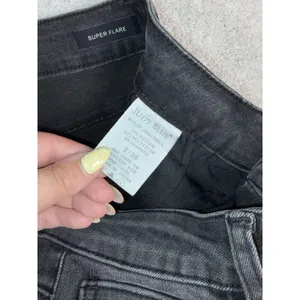 Judy Blue Super Flare Jeans Women's 3/26 Black Wash Distressed Frayed Hem thumbnail 4