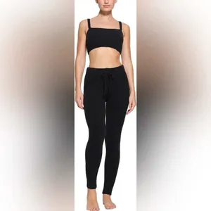 Skims Women's XS Cozy Knit Teddy Sherpa Tie Waist Leggings in Onyx thumbnail 2