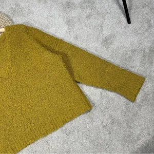 Free People Finders Keepers Sweater Boucle Knit V-Neck Slouchy Boho Moss Green M thumbnail 7