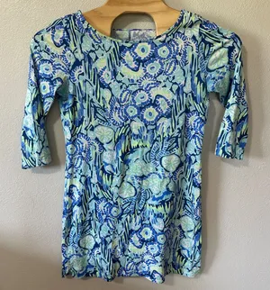 Lilly Pulitzer Marlowe Dress Sand Dollar Indigo‎ Blue Pima Cotton Size Medium thumbnail 1