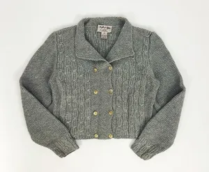 Vintage 100% Wool Double-Breasted Button-Front Hand-Knit Cardigan | Size S/M thumbnail 6