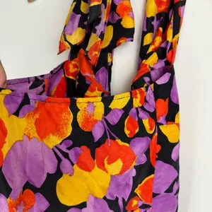 Y2K Abstract Floral Halter Top Sz Medium 100% Silk thumbnail 9