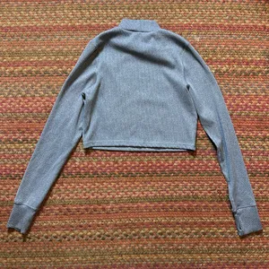 Nwot Aerie Blue Ribbed Mock Neck Long Sleeve Athletic Stretch Crop Top thumbnail 5