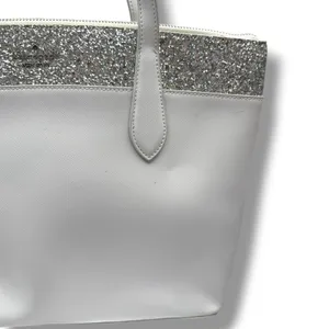 Kate Spade Tote Bag Womens Grey Saffiano Leather Silver Glitter‎ Trim Zip Top thumbnail 9