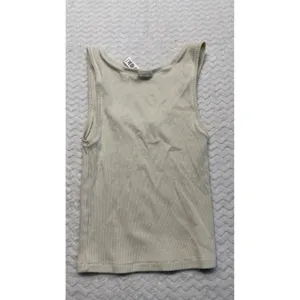 Skims Cotton Rib Tank Bone Off White Scoop Neck Sleeveless Ribbed Top Small thumbnail 3