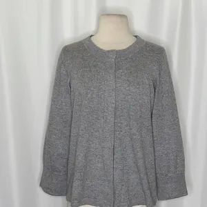 AQUA Silk Cashmere Cardigan Sweater Snap Front 3/4 Sleeve Knitwear Large thumbnail 3