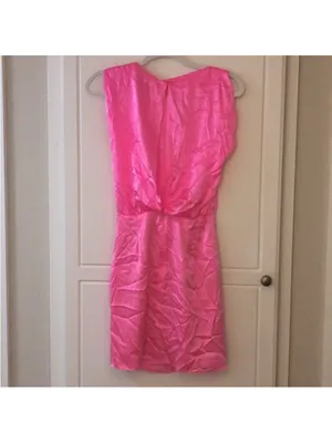 Amanda Uprichard Marlowe Mini Dress in Shocking Hot Pink Satin Silk L‎ thumbnail 6
