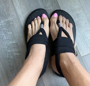 SANUK Womens Black Yoga Matt Sling Sandals 10 Comfy Soft thumbnail 1