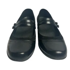 Clarks Artisan Black Leather Double Strap Mary Jane Wedge Pumps 87415 9M thumbnail 2