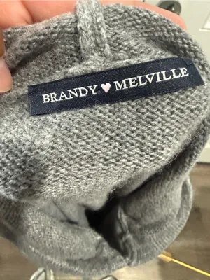 Brandy Melville Light Gray Knit Hooded Sweater thumbnail 5