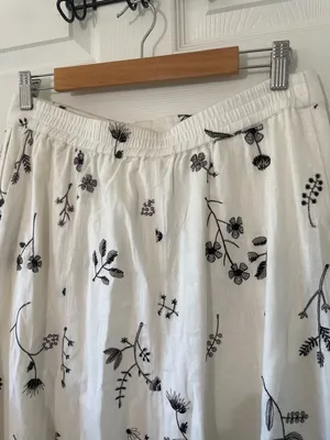 House of Harlow 1960 Embroidered Linen Blend Skirt Size 10 New Without Tag Cream thumbnail 9