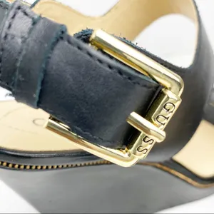 GUESS Jasminn Leather Upper Black Open Toe Wedge Sandals 8.5 Wedding Brunch thumbnail 9