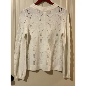Gap Ivory Frost/Cream Pointelle Crew Sweater thumbnail 3