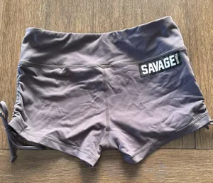 SAVAGE Women's Gray Shorts RUCHED PULL STRING SIZE LARGE thumbnail 1
