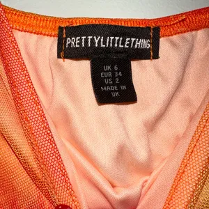PrettyLittleThing Orange Floral Mesh Bandeau Ruched maxi dress size 2 thumbnail 7
