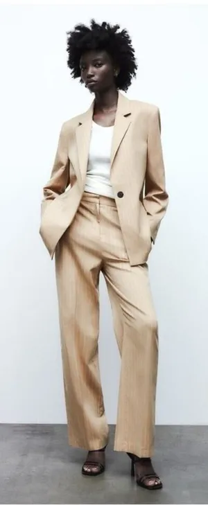 NEW ZARA Striped Oversized Menswear Inspired Blazer Women's‎ Size S Old Money thumbnail 1