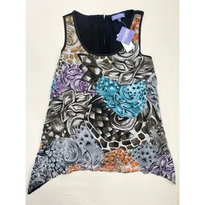 Vivienne Tam Womens Size L Multi Abstract Asymmetrical Sleeveless Blouse thumbnail 5
