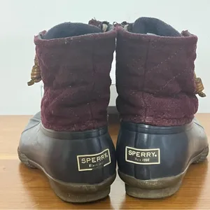 Sperry Top-Sider Saltwater‎ Quilted Duck Boots Womens Wine Color Size 5M thumbnail 5