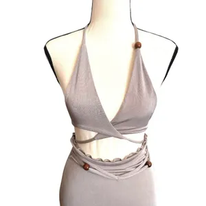 TYRELL Maxi‎ Beaded Boho Skirt Set Grey XS Gray thumbnail 4