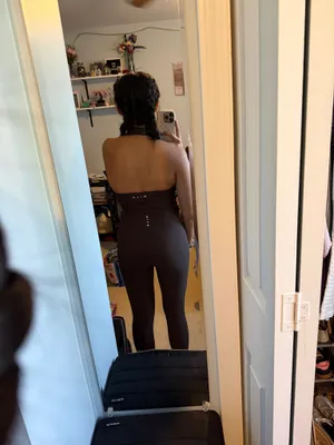 Wilo The Label brown halter ribbed workout set - XS top and S leggings thumbnail 2