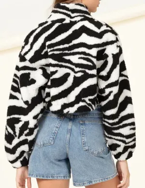 Zebra Print Cropped Jacket Multiple Size XS thumbnail 4