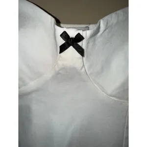 Blush Coquette White Bustier Crop Top Black Bow Eyelet Ribbon Corset Style L‎ Y2K Chic thumbnail 5