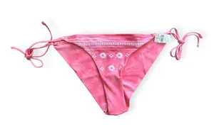Aerie Womens pink embroidered tie side bikini bottoms thumbnail 1