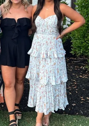 Lulus Floral Tiered Midi Dress thumbnail 3