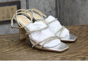 Jewel Badgley Mischka Heeled Sandal Studded Band Strappy Silver Metallic Gray 8M thumbnail 1