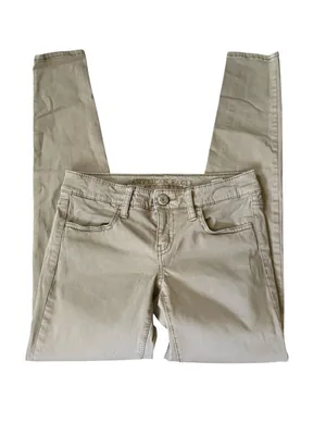 American Eagle 00 Reg tan stretchy jegging low rise button zip with pockets thumbnail 5