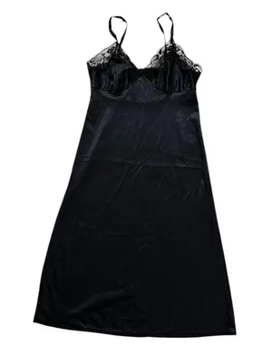 47-43 Ashley Taylor Black Vintage Spaghetti Strap Night Gown Women Size 32 thumbnail 3