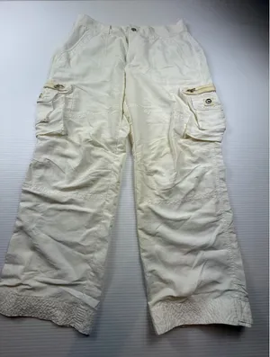 Lauren Active Ralph‎ Lauren White Nylon Cargo Pants Wide Leg Utility Womens 8 thumbnail 1