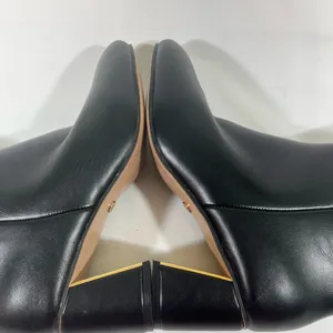 Xoxo Kendal Leather Tall Boot With Gold Heel Accent Zip Women Sz 10m Black New thumbnail 5