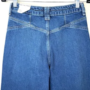 NEW Free People We The Free Blue Night Kellee High Rise Palazzo Wide Leg Jeans thumbnail 8