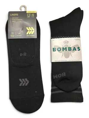 NWT Bombas Men's Black Socks XL & Women’s All in Motion Pack of 6 liners 8-12 thumbnail 2