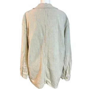 Free People Bohemian LagenLook Lucy Linen Chore Coat Neutral Natural Large thumbnail 12