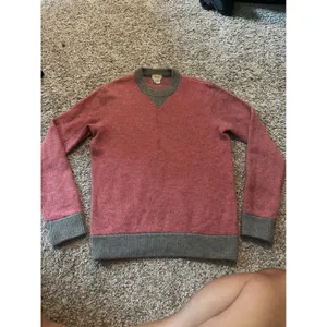 Club Monaco Italian Cashmere Sweater‎ Coral Pink Grey Trim Crew Neck XS q2645 thumbnail 2