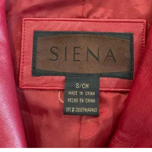 Siena Women's Red Leather Jacket Small Zip Front Moto Biker Coat Lined Slim thumbnail 5