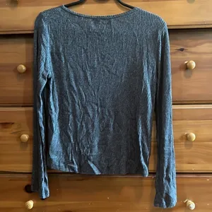 Pink Rose Ribbed Long Sleeve Shirt Women's Large thumbnail 2