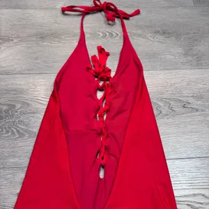Aerie Womens Red Lace Up‎ Plunging Halter One Piece Swimsuit Size Medium M thumbnail 6
