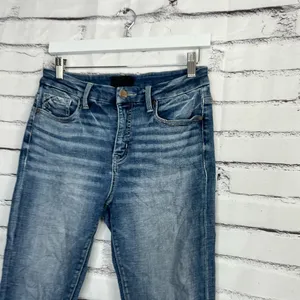 Y2K Buckle Black Ankle Skinny Jeans Women’s 27x27 Fit No. 83 Medium Wash Denim thumbnail 7
