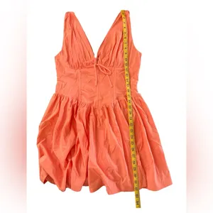 Boho Chic Corset-Style Waist Mini Dress‎ in Coral - Large thumbnail 6