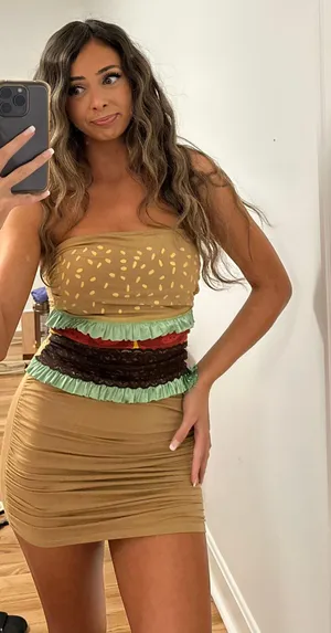 Burger Costume Strapless Bodcon Dress thumbnail 3