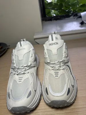 White and gray athletic sneakers Size 9 thumbnail 2