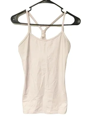 Lululemon Size 6 Power Y Tank *Luon Light Pretty Pink Slalom Stripe Athletic thumbnail 1