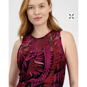 Sam Edelman Laurel Leaf Embroidered Mesh Midi Dress Size 4 Pink Magenta thumbnail 3