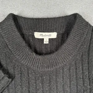 Madewell Sweater Womens Small Black Ribbed Knit Crewneck Long Sleeve Pullover thumbnail 3