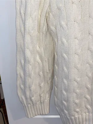 Vintage Ralph Lauren Cable Knit Turtleneck Sweater Ivory Cotton Coastal preppy thumbnail 9