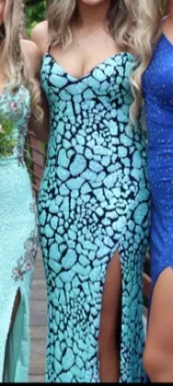 Sherri Hill Prom Dress Black and Teal thumbnail 2